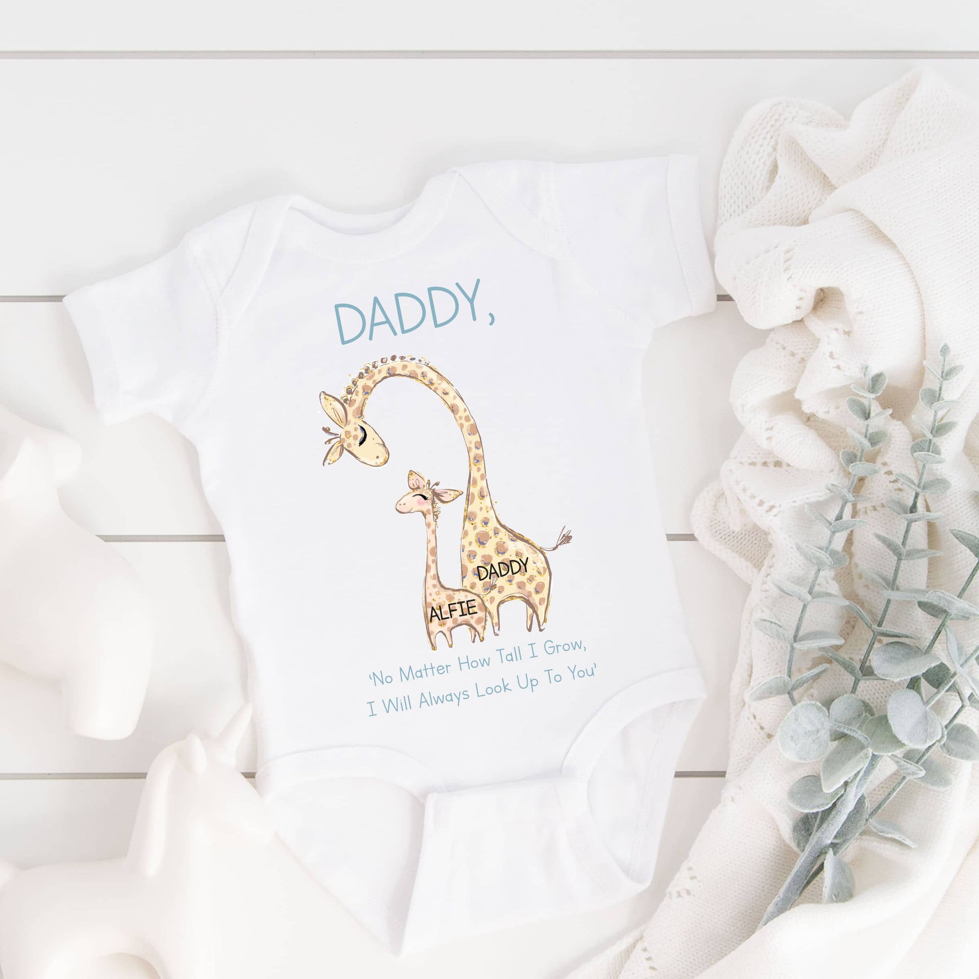 Personalised Daddy and Me Giraffe Babygrow or Sleepsuit