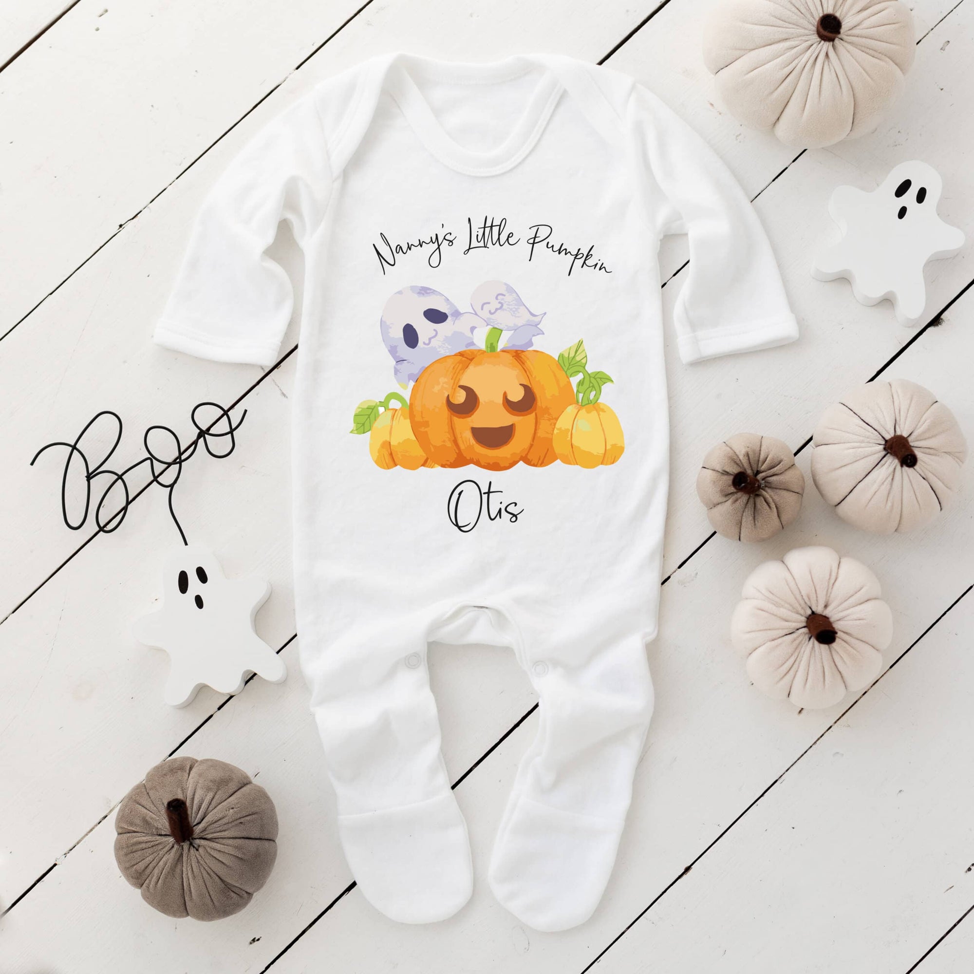 Personalised Baby Halloween Babygrow/Sleepsuit - Little Pumpkin