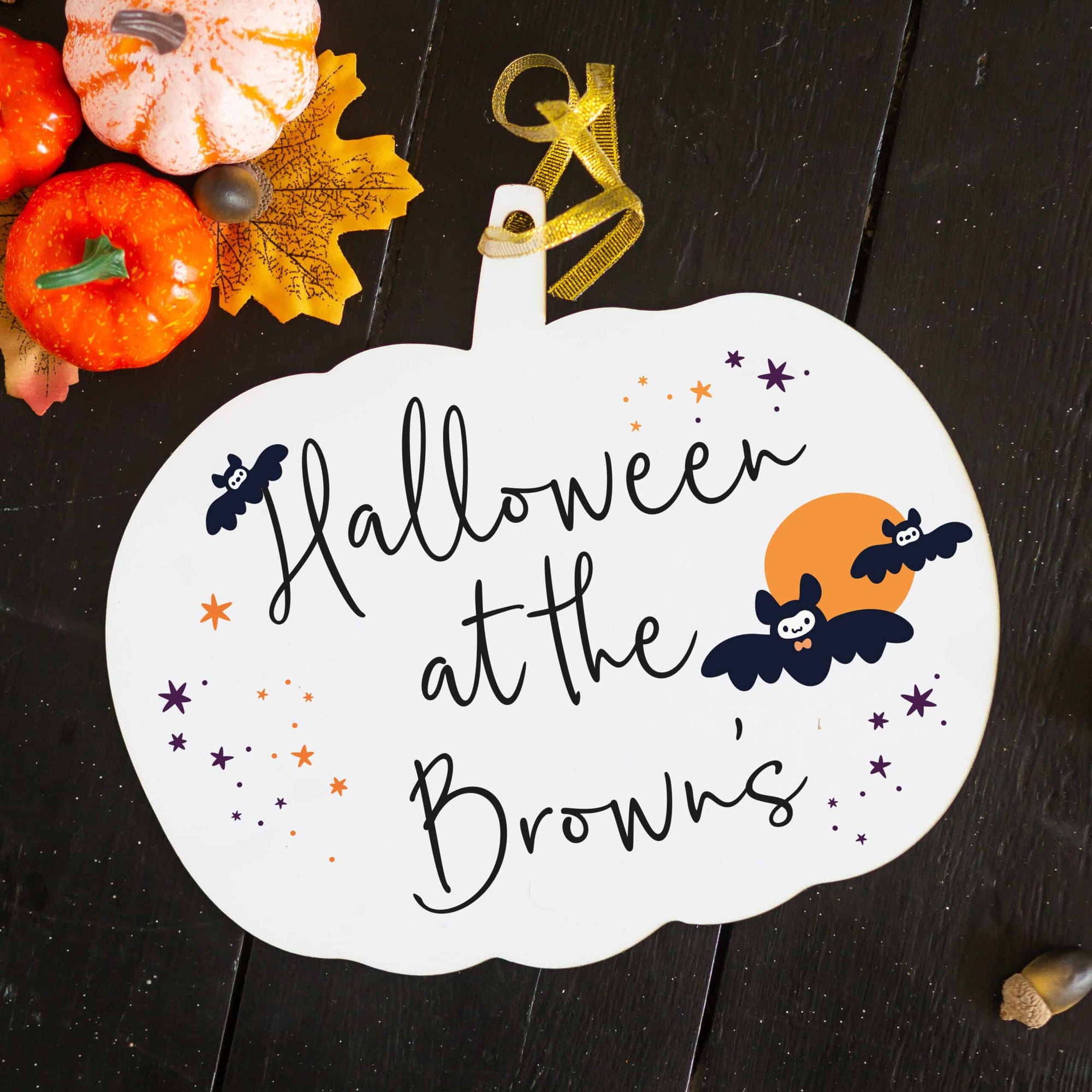 Personalised 'Halloween At The..' Hanging Pumpkin Sign
