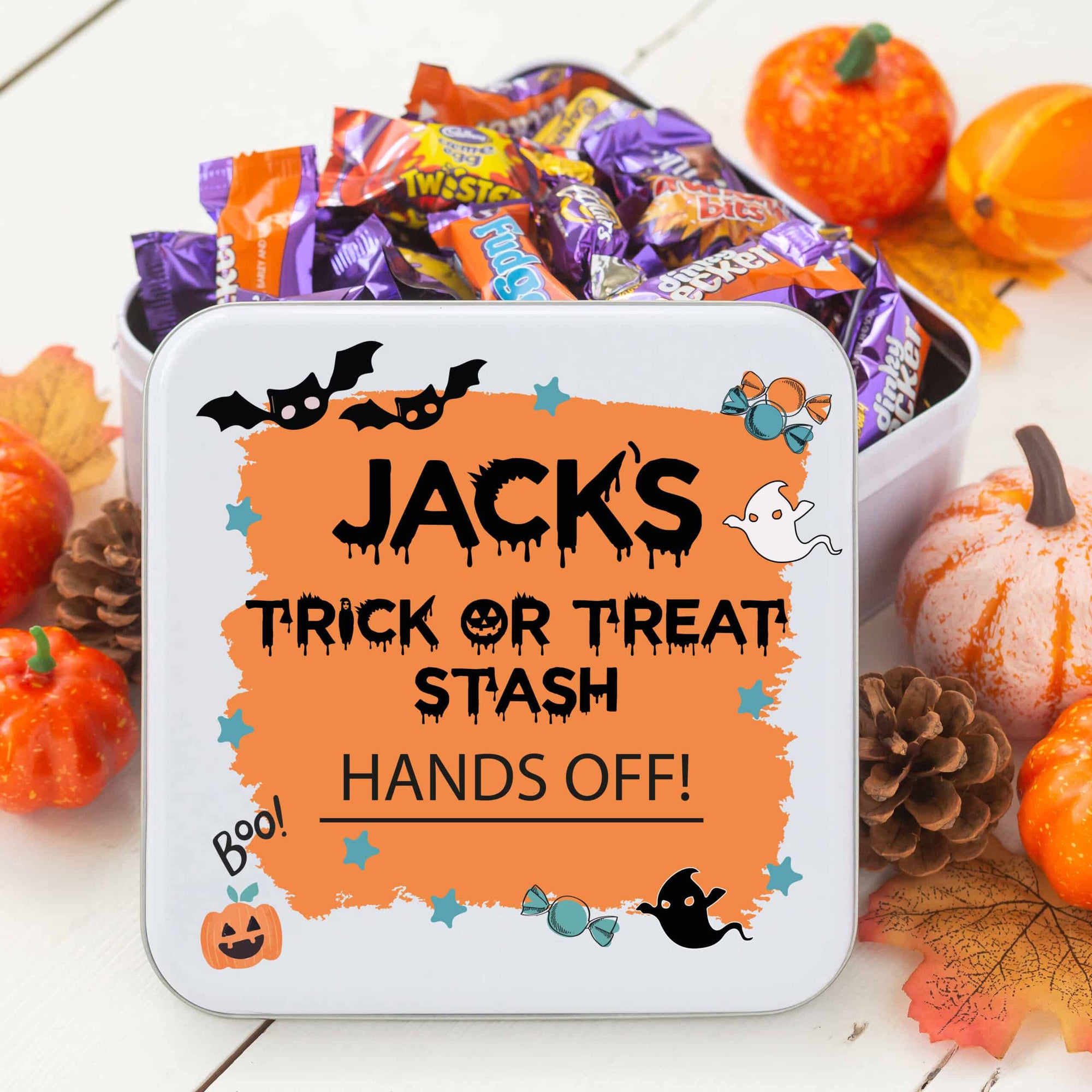 Personalised Halloween Trick or Treat Sweetie Tin