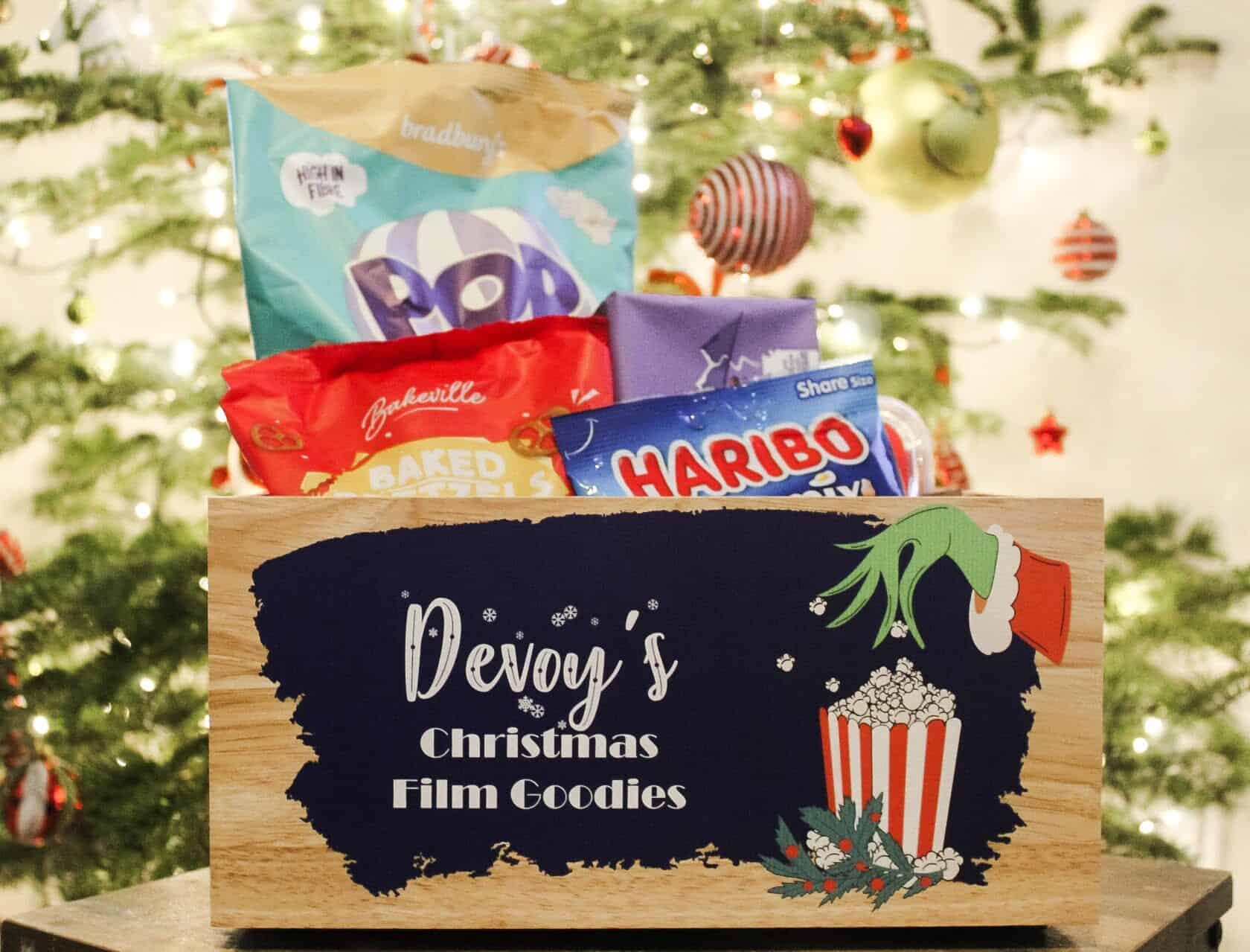 Personalised Wooden Family Christmas Movie Crate
