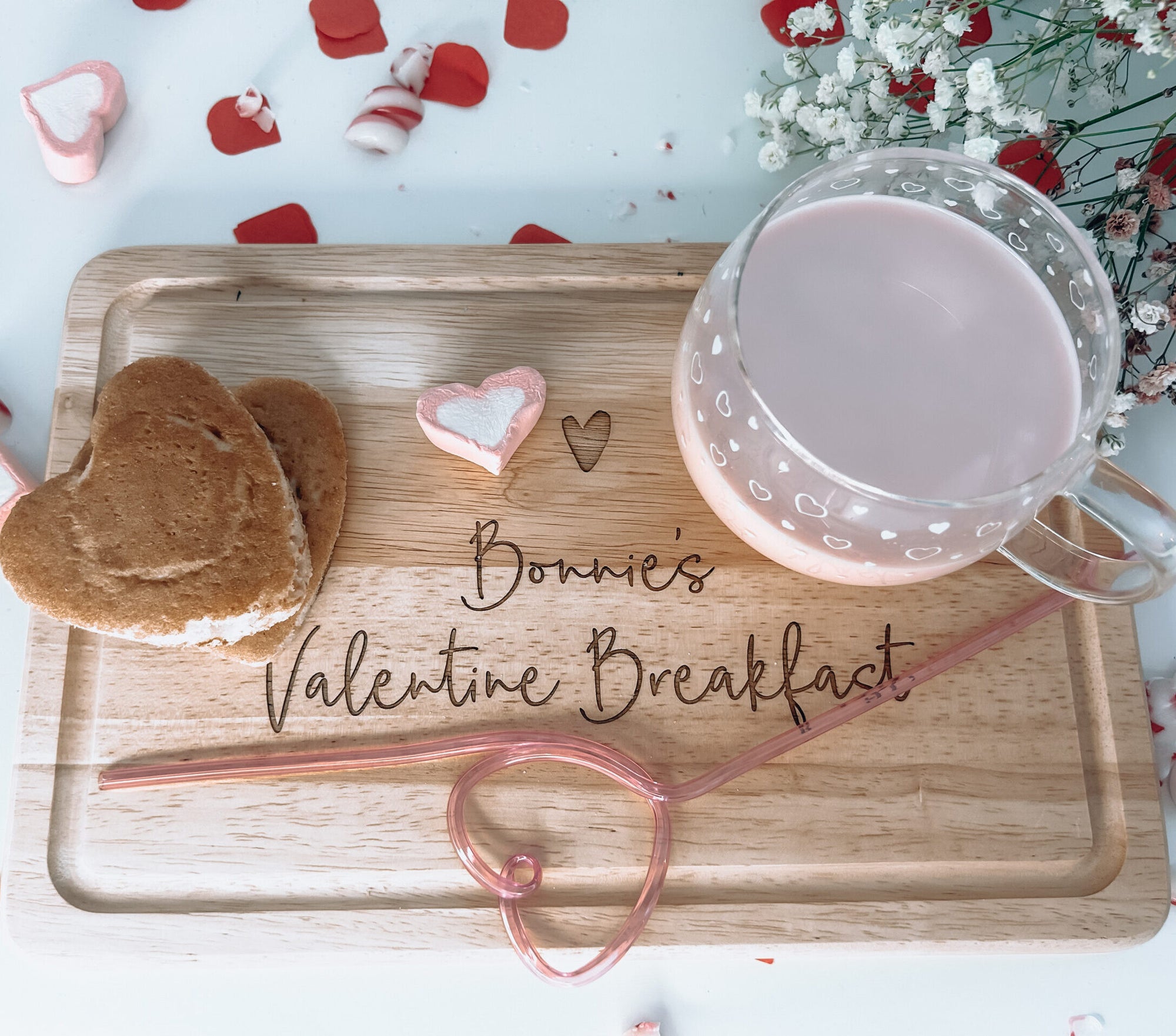 Personalised Valentine's Breakfast Chopping Graze Board