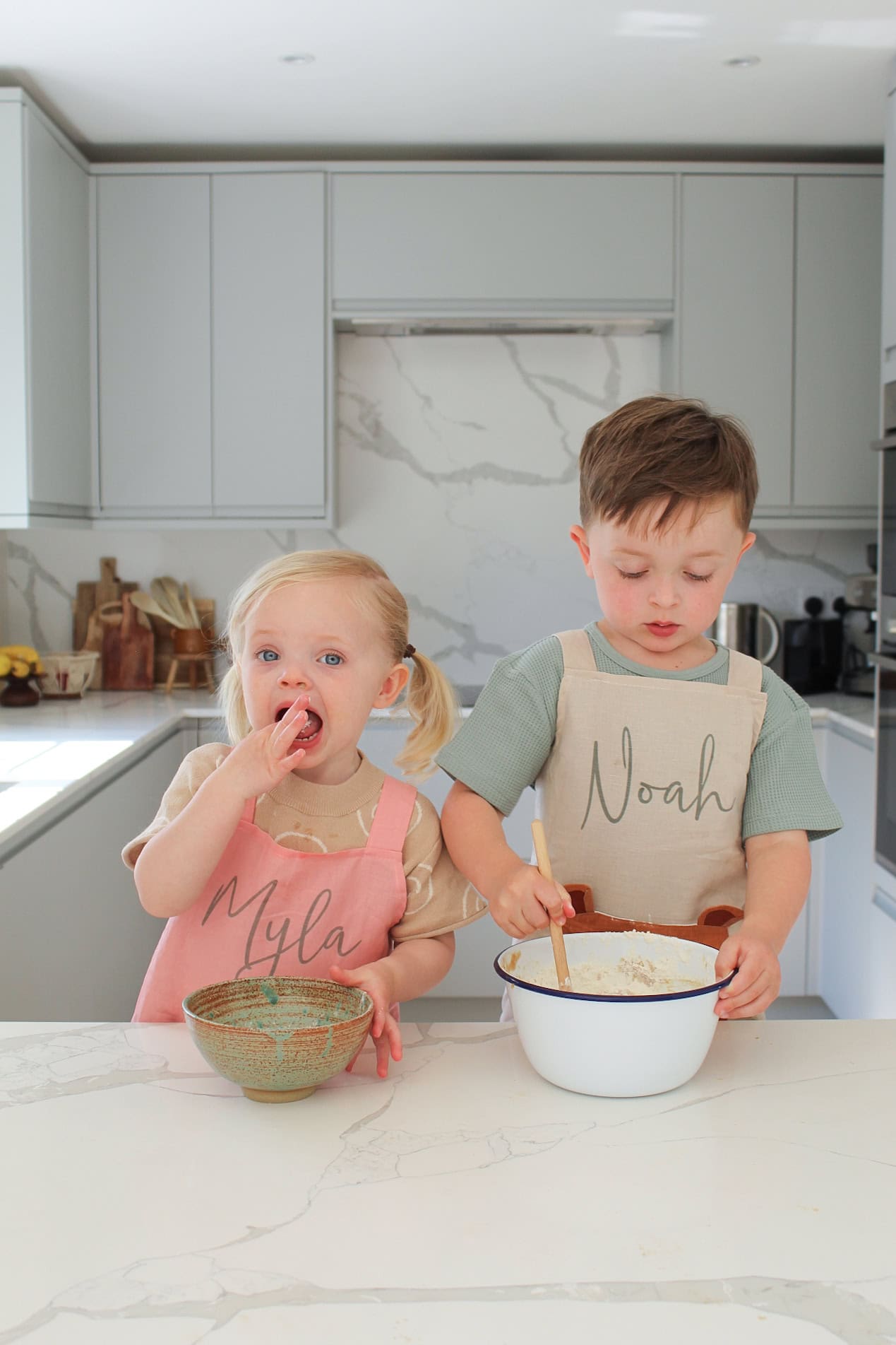 Personalised Children's Cream Bear Linen Apron
