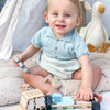 Personalised Wooden Safari Jeep Toy with Trailer and Animals