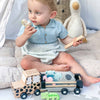 Personalised Wooden Safari Jeep Toy with Trailer and Animals