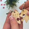 Personalised Wooden Couples Heart Puzzle Keyring Set