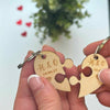 Personalised Wooden Couples Heart Puzzle Keyring Set