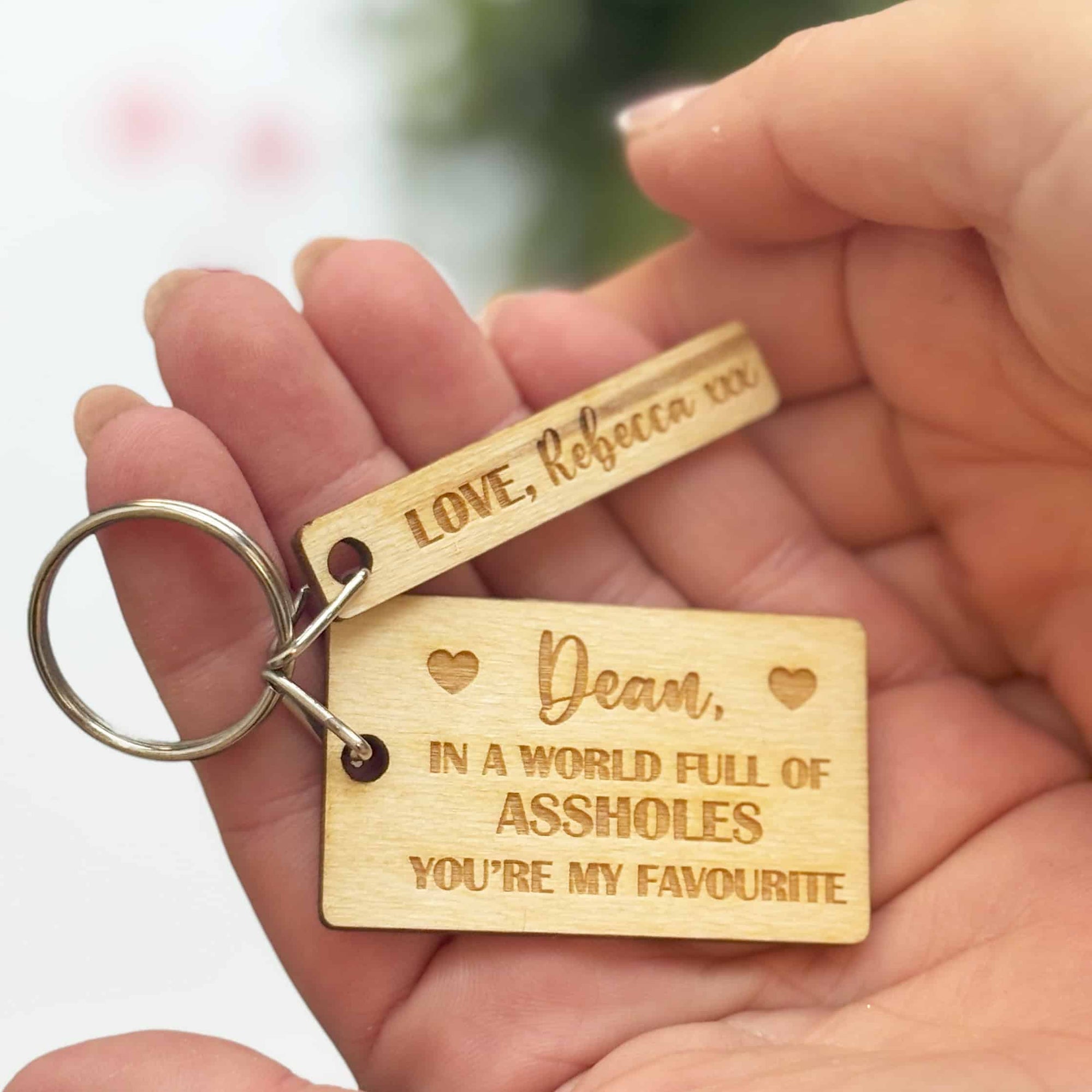 Personalised Valentine's Novelty Wooden Keyring