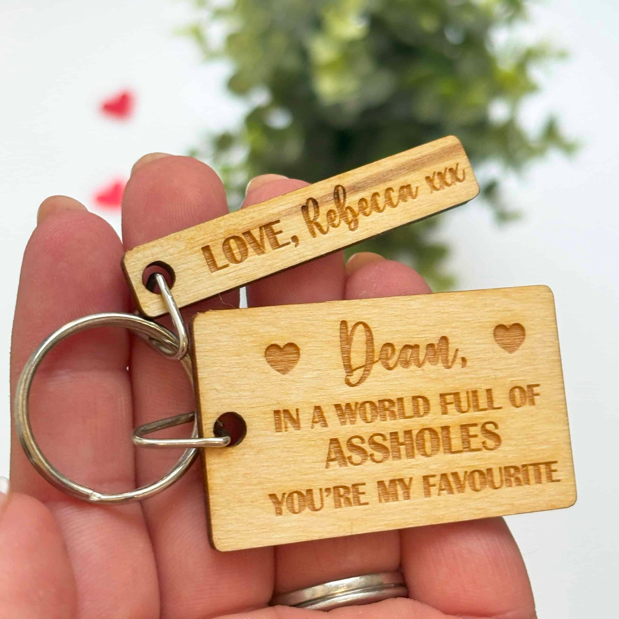 Personalised Valentine's Novelty Wooden Keyring