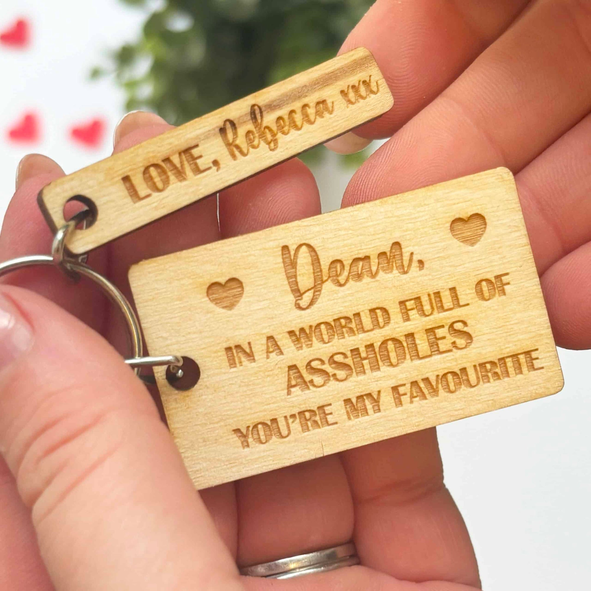 Personalised Valentine's Novelty Wooden Keyring