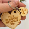Personalised "This Husband Belongs to" Wooden Tag Keyring