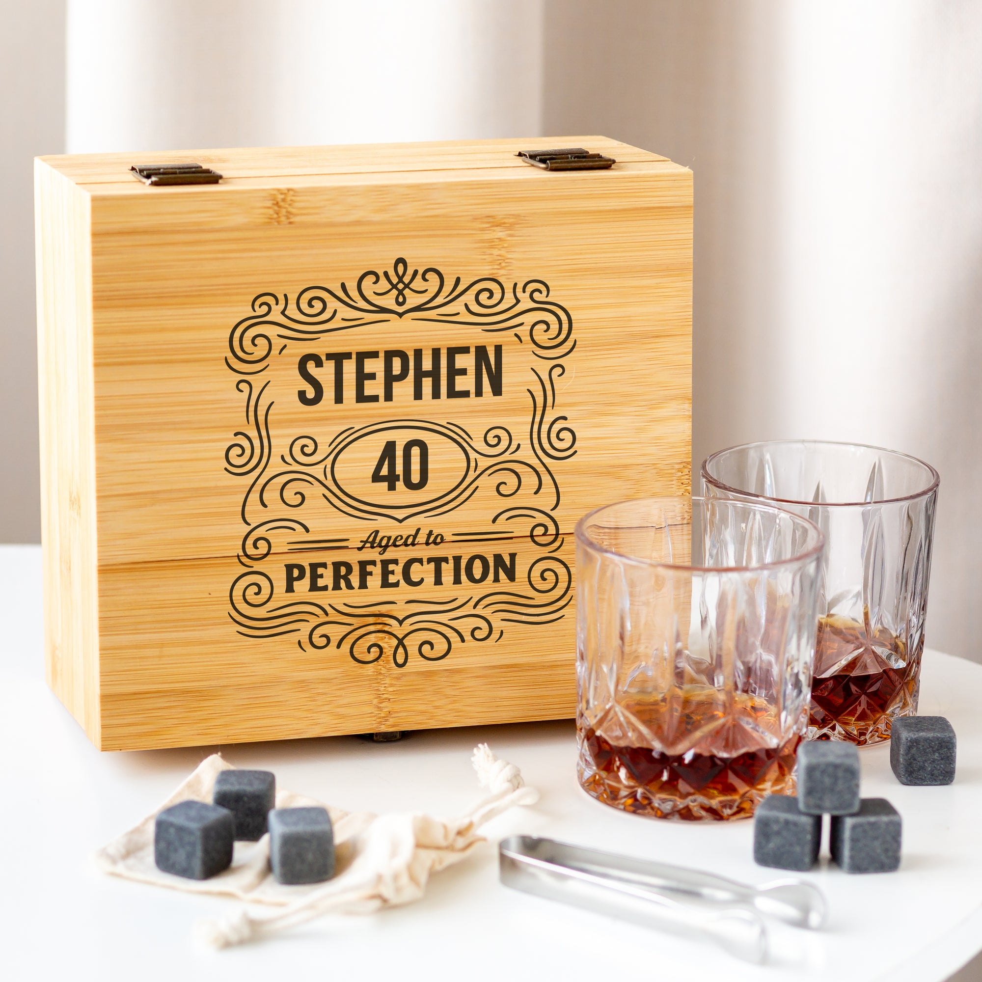 Personalised Birthday Age Name Whisky Glass Set