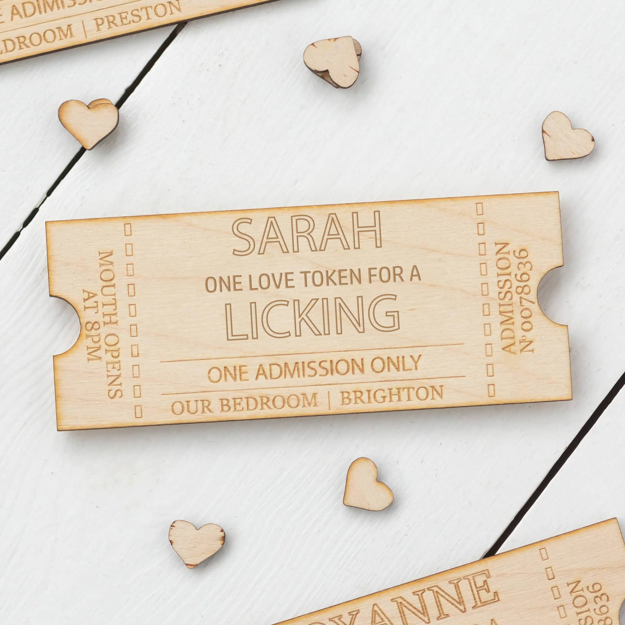 Personalised Cheeky Licking Love Token