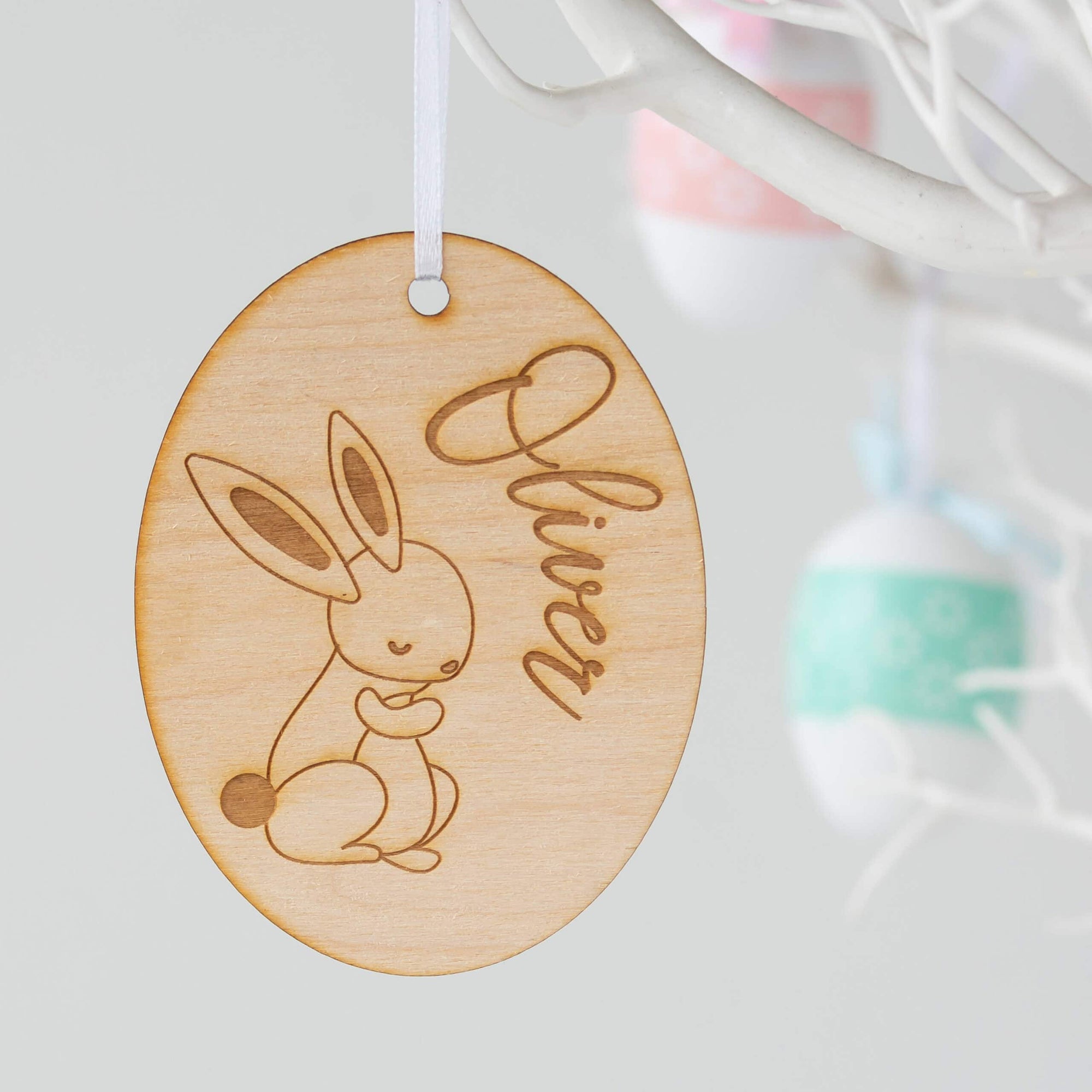 Personalised Wooden Easter Bunny Hanging Decoration