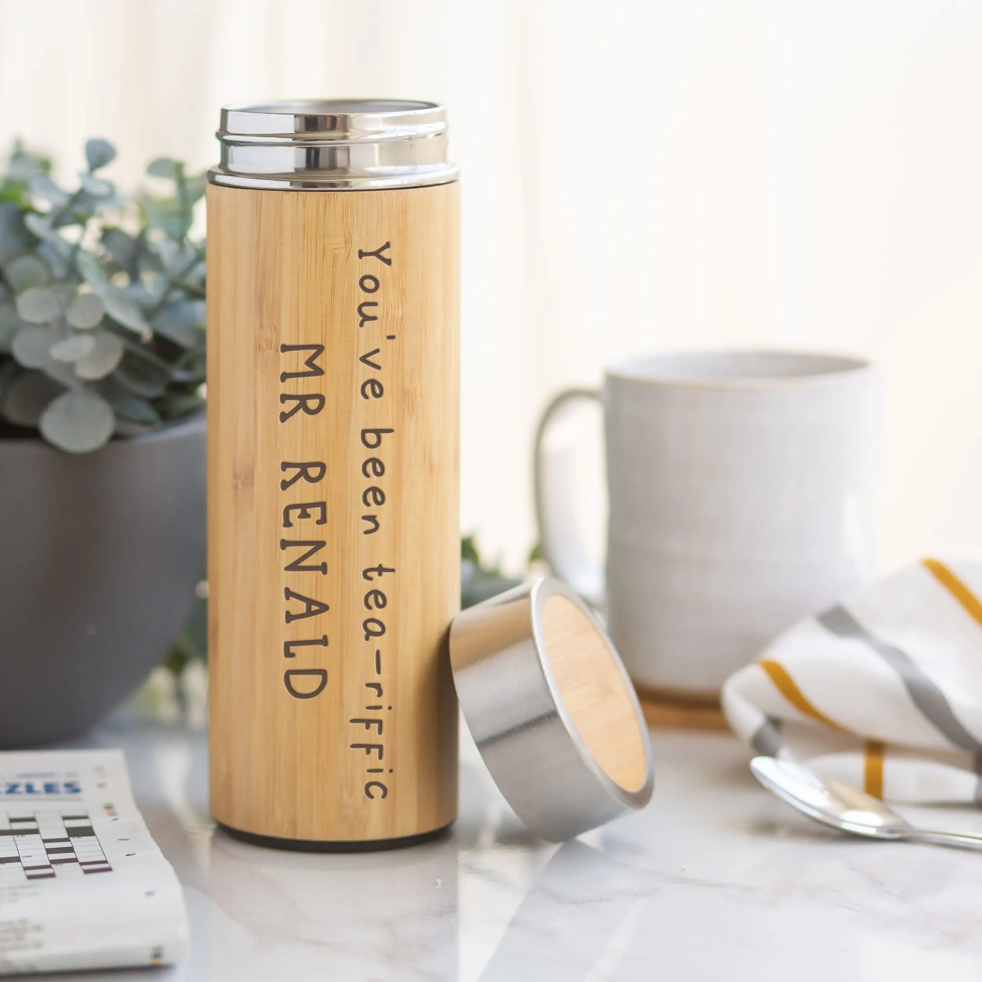 Personalised Tea/Coffee Pun Teacher Bamboo Flask