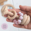 Bambino Eco-Friendly Wooden Pink Rattle Teething Toy