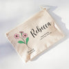 Personalised Birth Flower Cosmetic Makeup Bag