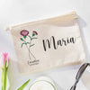 Personalised Birth Flower Cosmetic Makeup Bag
