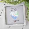 Personalised Printed Glass White Map Frame - Multiple Sizes