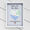 Personalised Printed Glass White Map Frame - Multiple Sizes