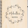 Personalised A5 Wooden Floral Wreath Name Notebook