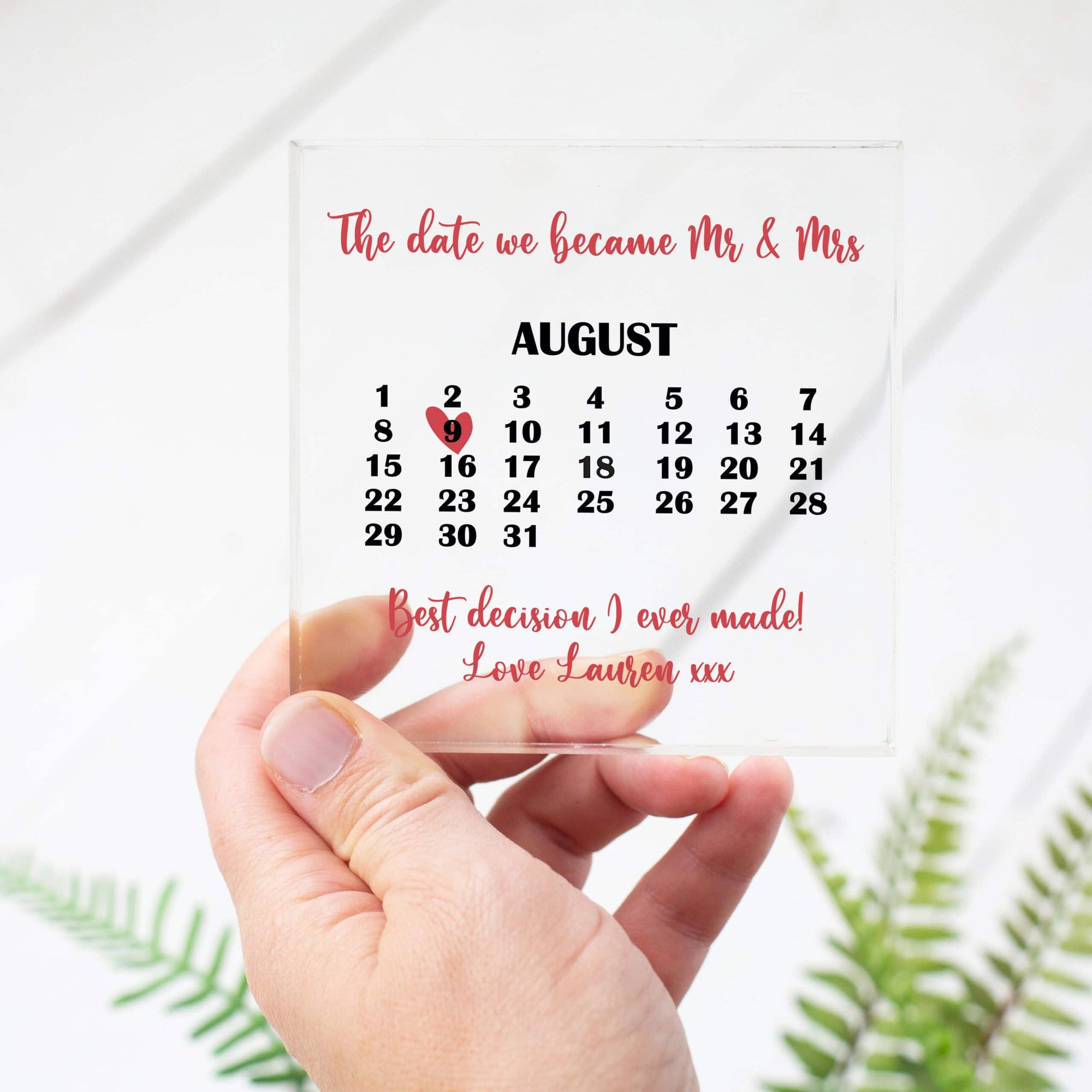 Personalised Calendar Date Memory Acrylic Block