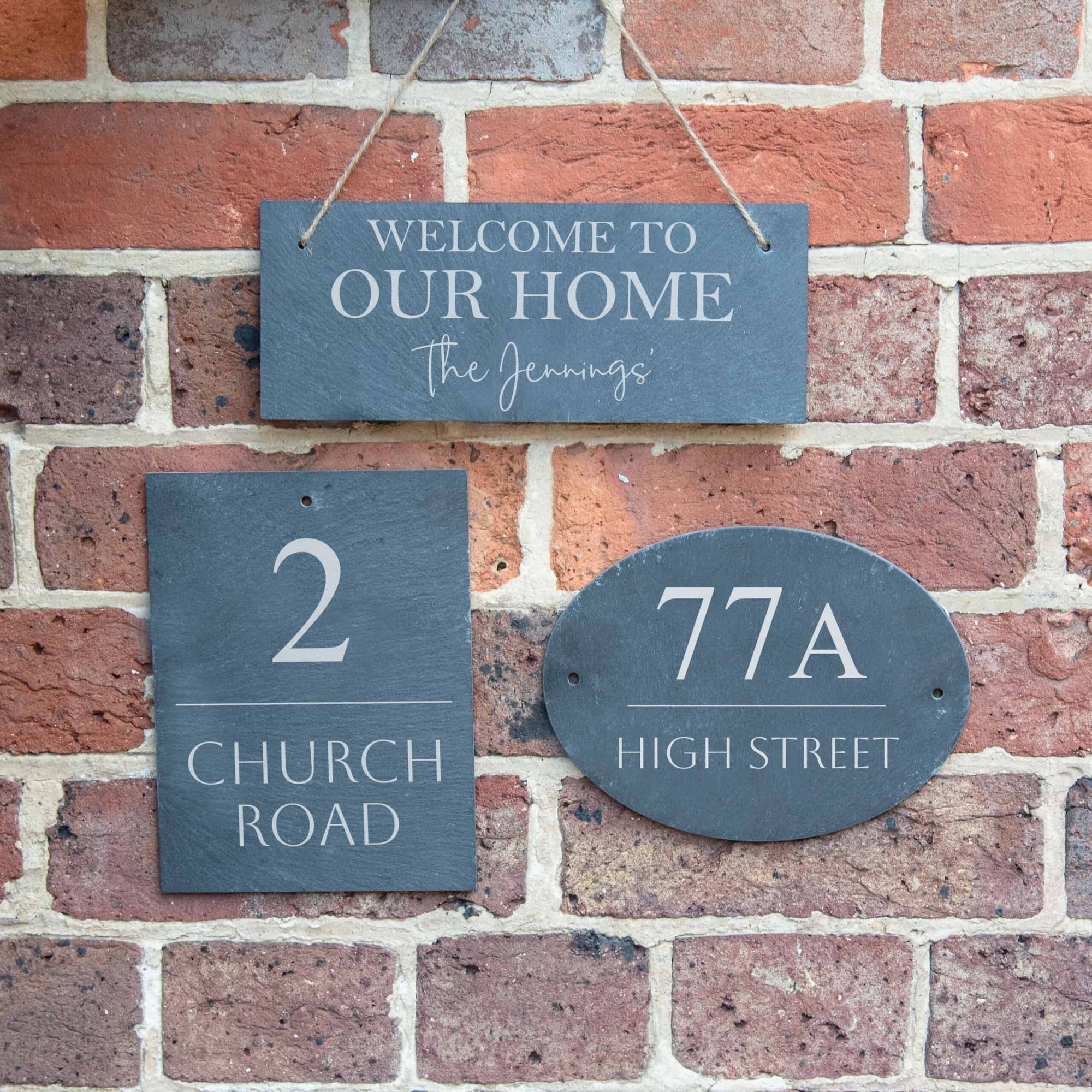 Personalised Round House Name Number Slate Sign