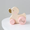 Personalised Kids Wooden Pink, Blue or White Push Duck Toy