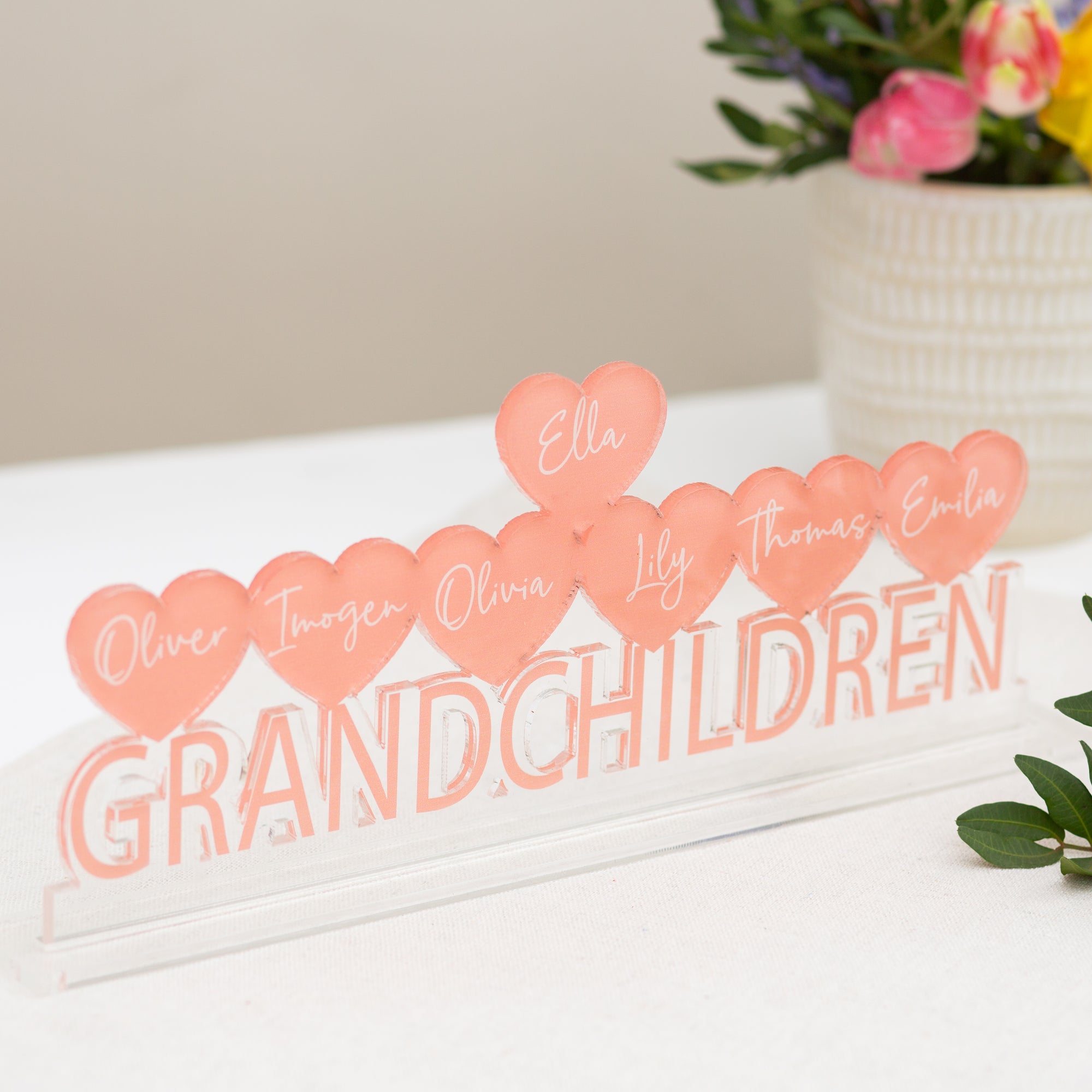 Personalised Family Grandchildren Heart Name Plaque