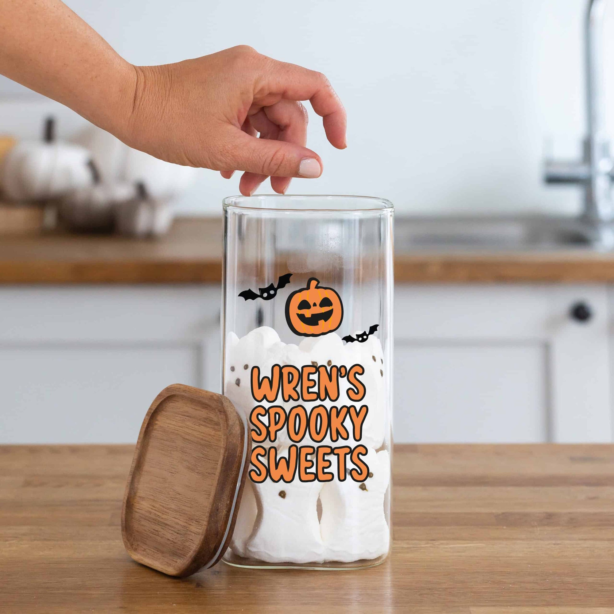 Personalised Glass Halloween Trick or Treat Sweets Jar - Pumpkin