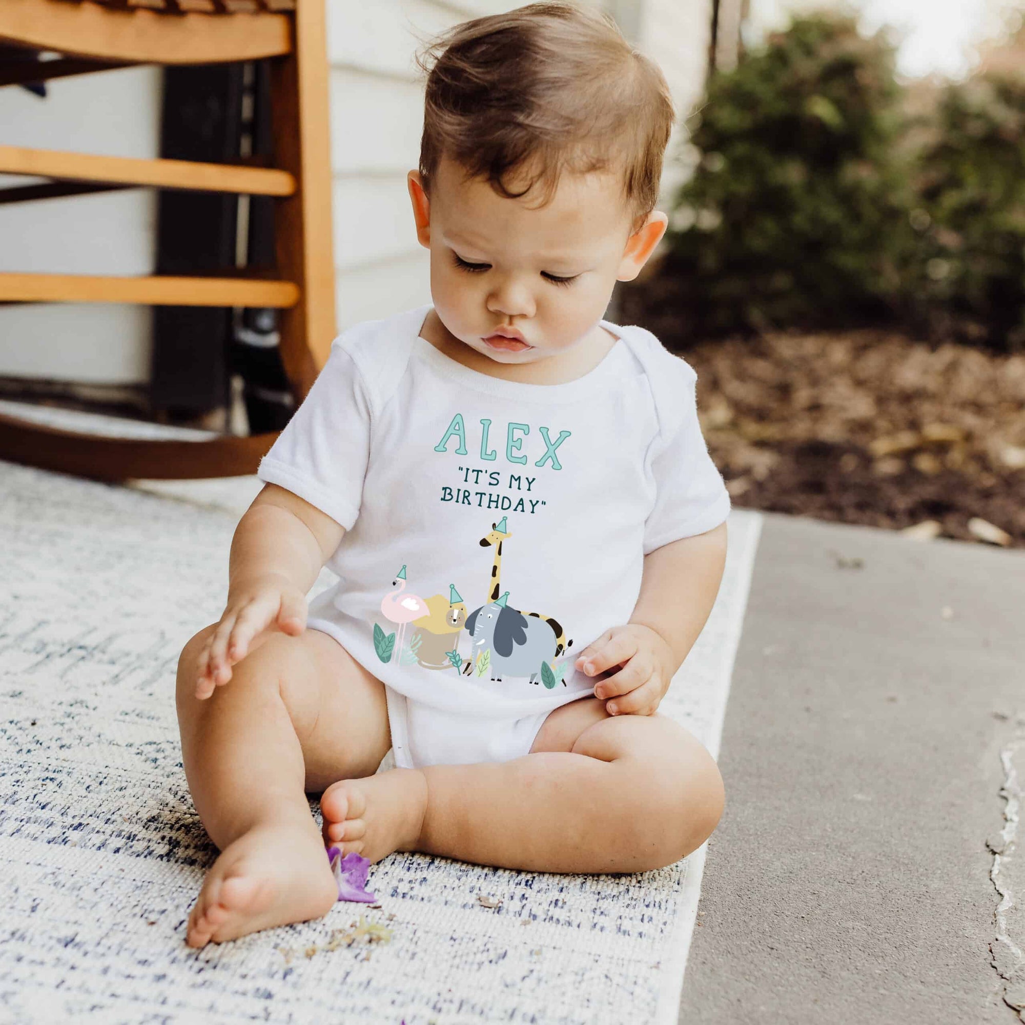 Personalised It's My Birthday Safari Animal Kids White T-Shirt