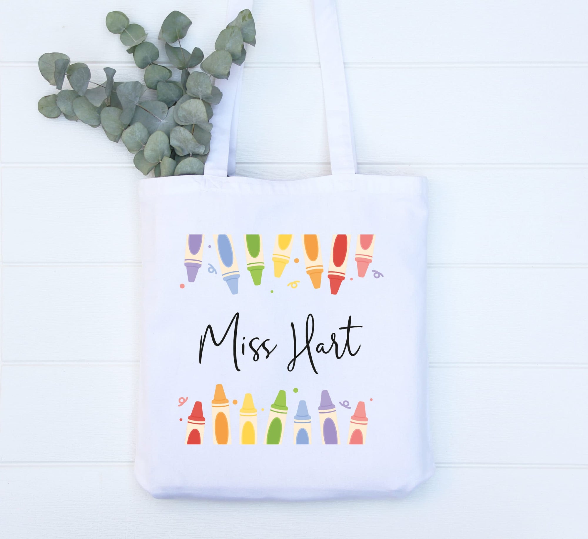Personalised Teacher's Name Crayon Tote Bag