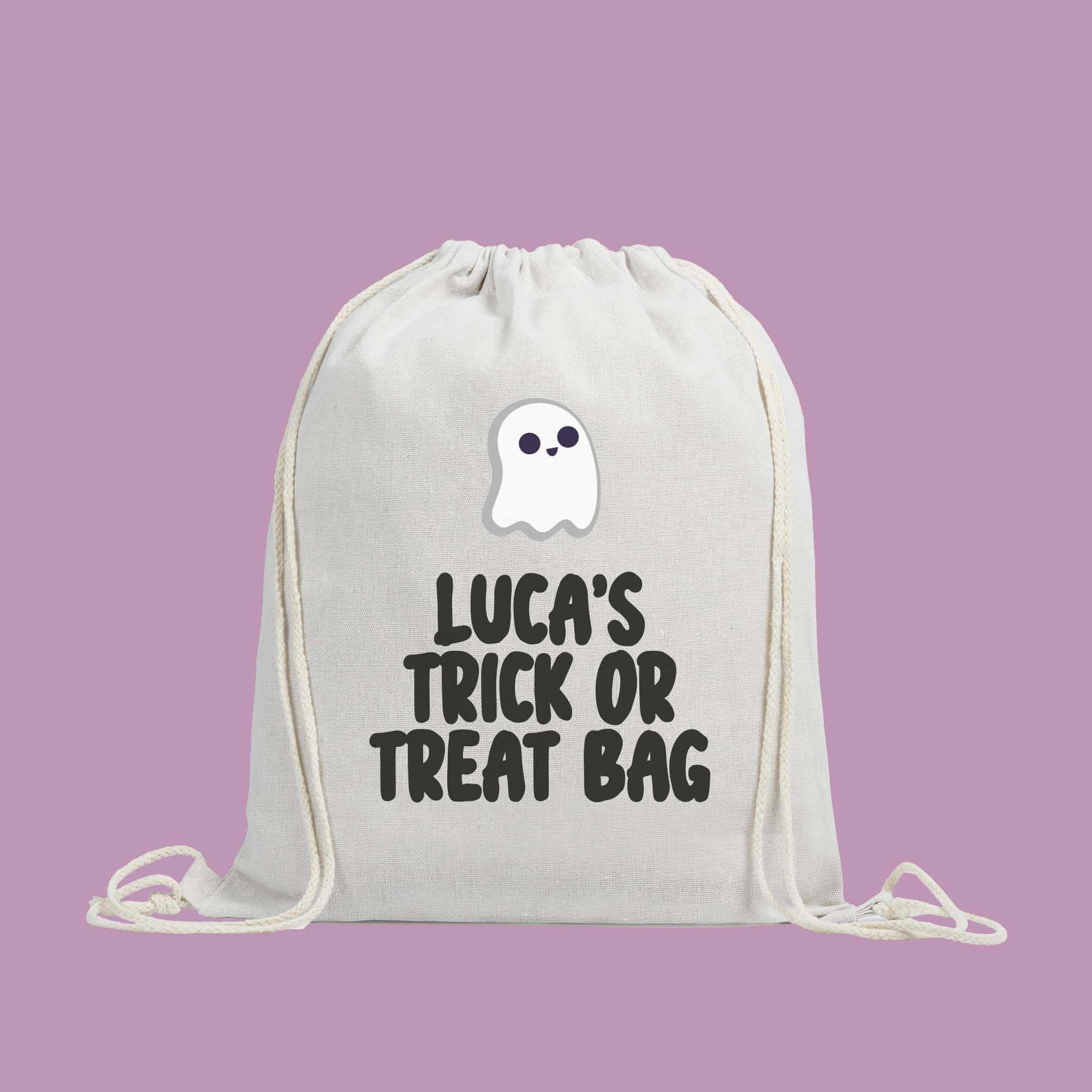 Personalised Halloween Trick or Treat Drawstring Bag - Ghost