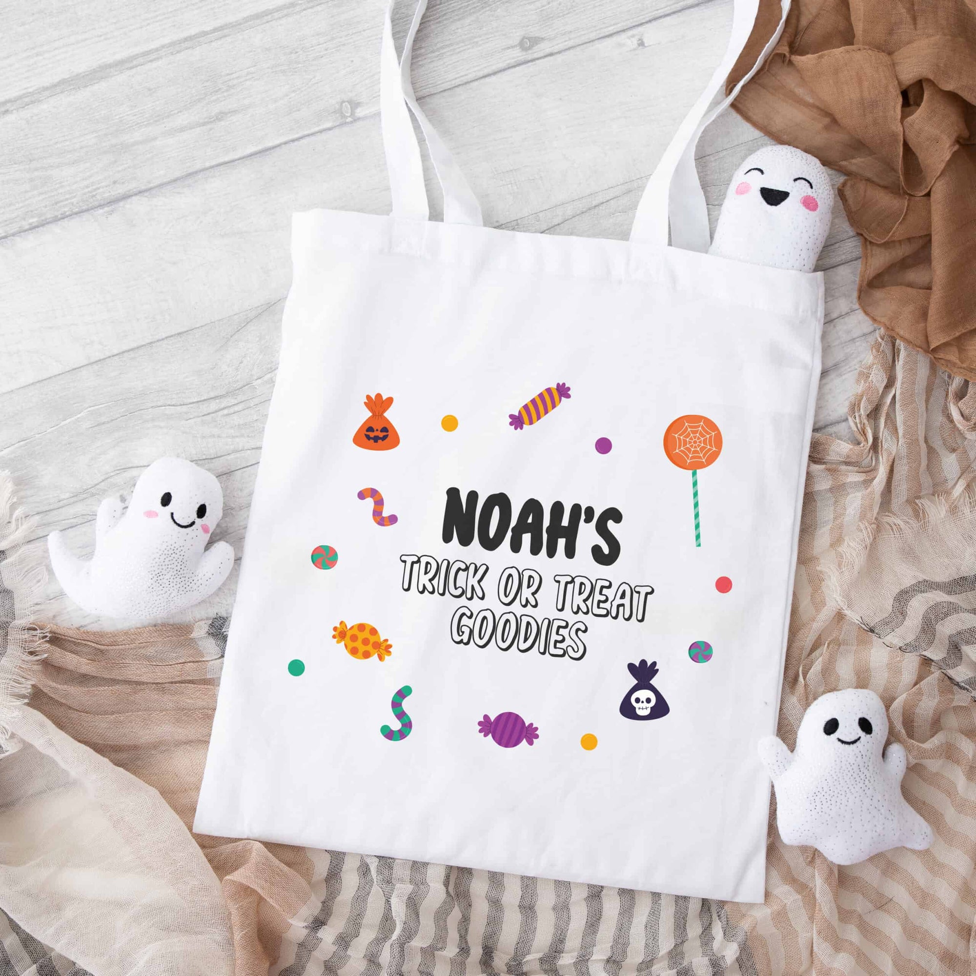 Personalised Halloween Trick or Treat Tote Bag - Sweets