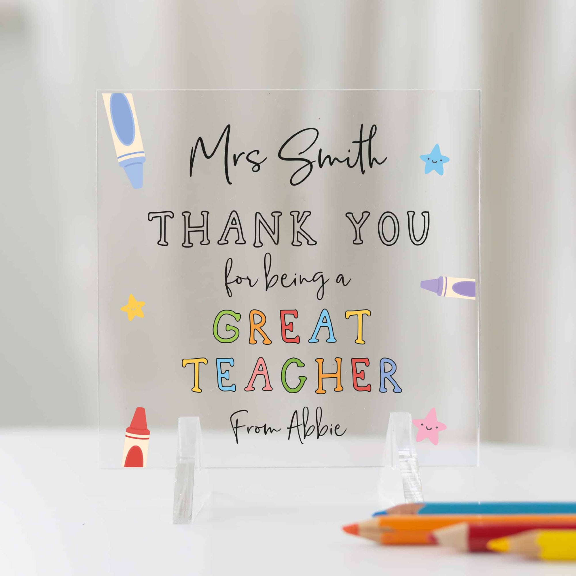 Personalised Thank You For Being A Great Teacher Acrylic Plaque