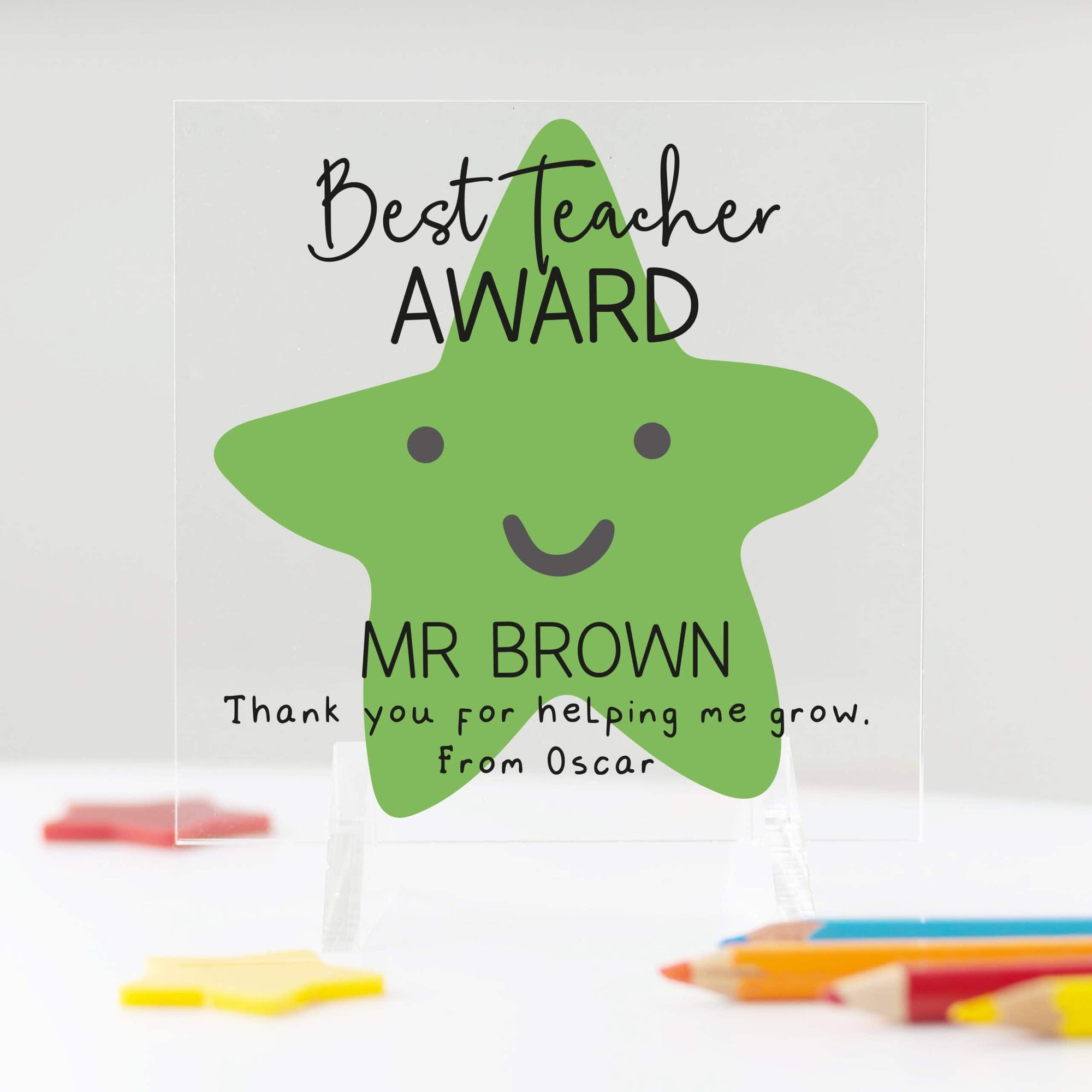 Personalised Best Teacher Award Acrylic Plaque