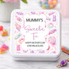 Personalised Metal Pink Bear Sweetie Square Tin