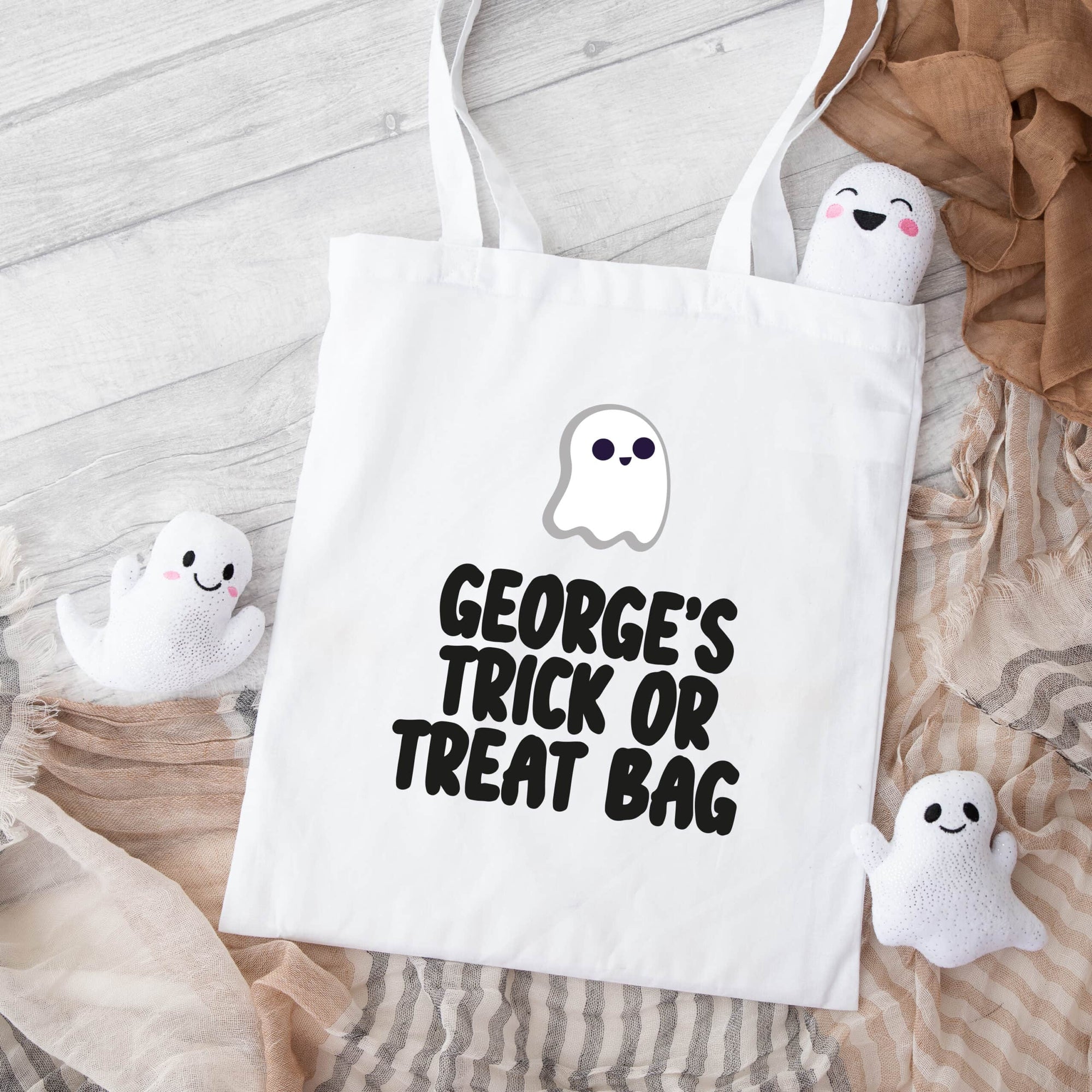 Personalised Halloween Trick or Treat Tote Bag  Ghost