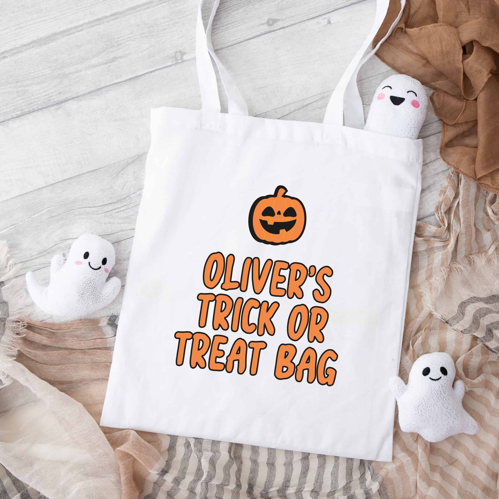 Personalised Halloween Trick or Treat Tote Bag - Pumpkin