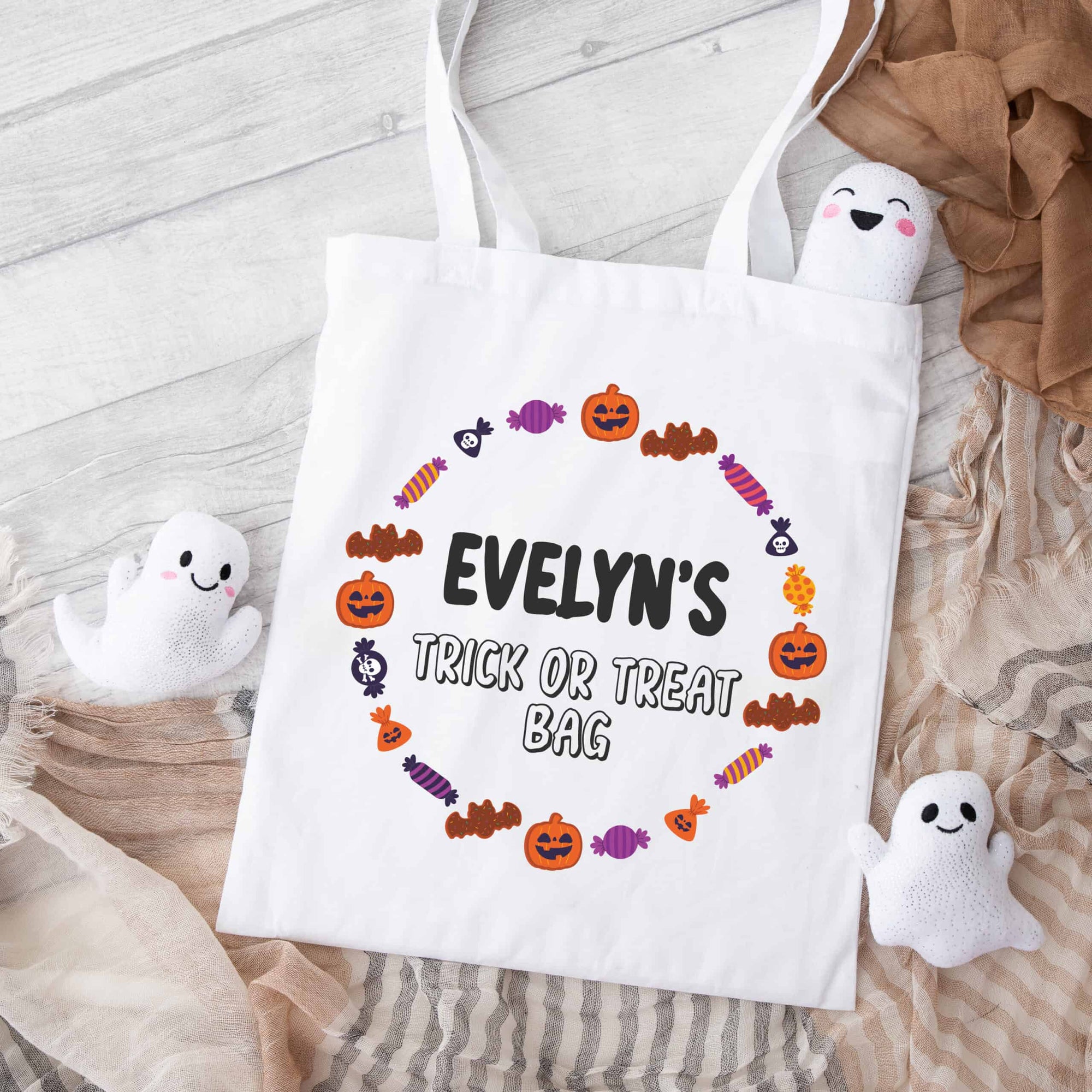 Personalised Halloween Trick or Treat Tote Bag / Drawstring Bag