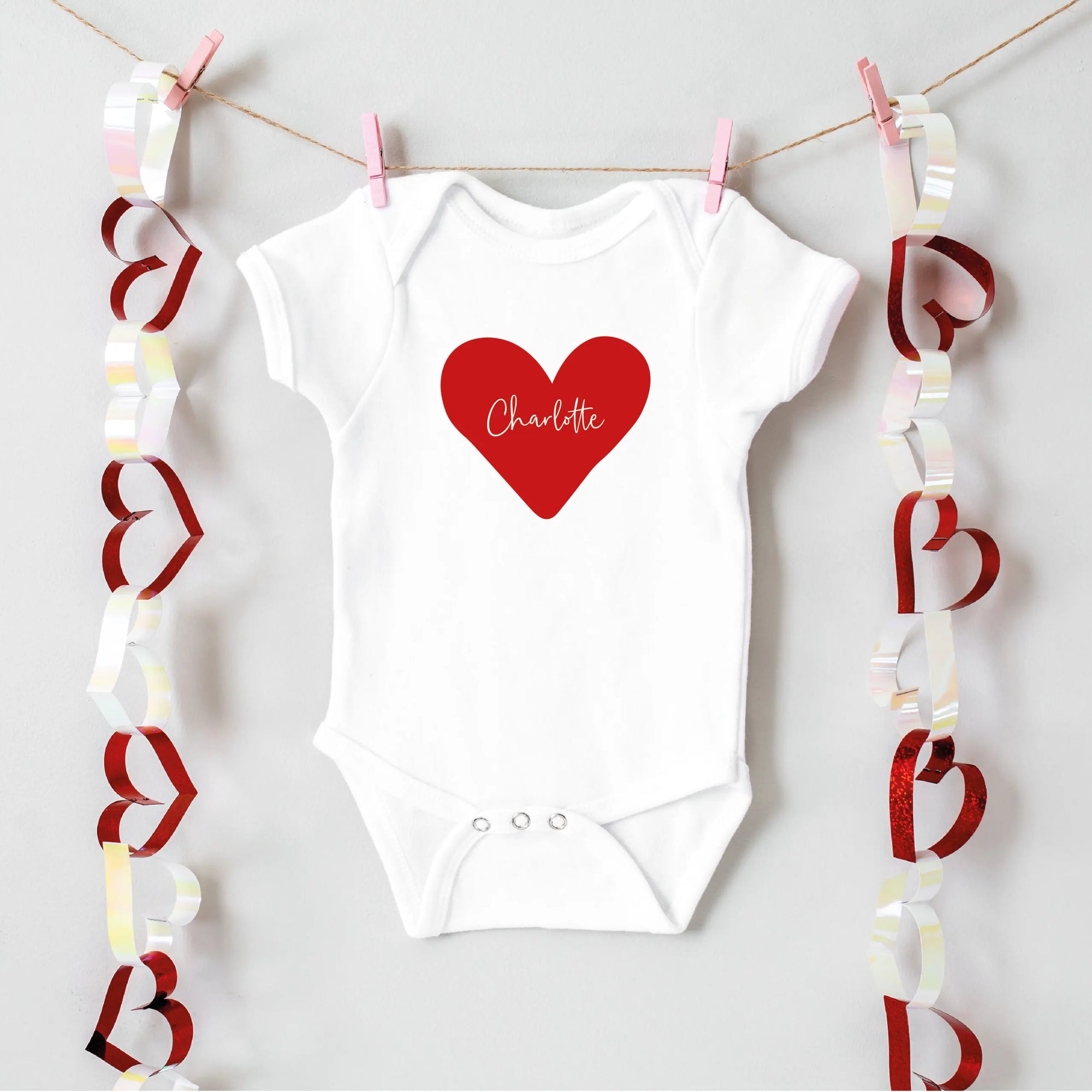 Personalised Love Heart Name Babygrow/Sleepsuit