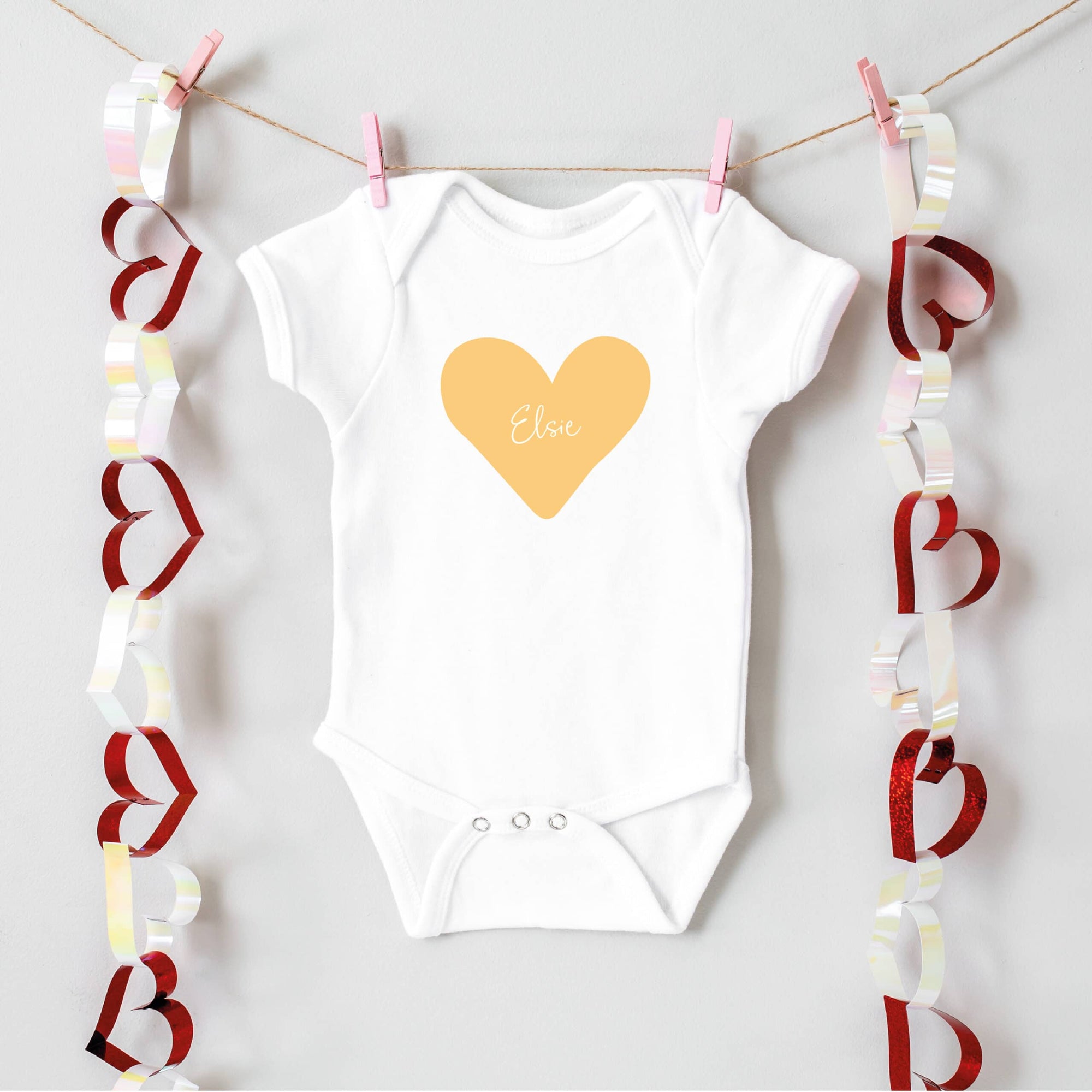 Personalised Love Heart Name Babygrow/Sleepsuit