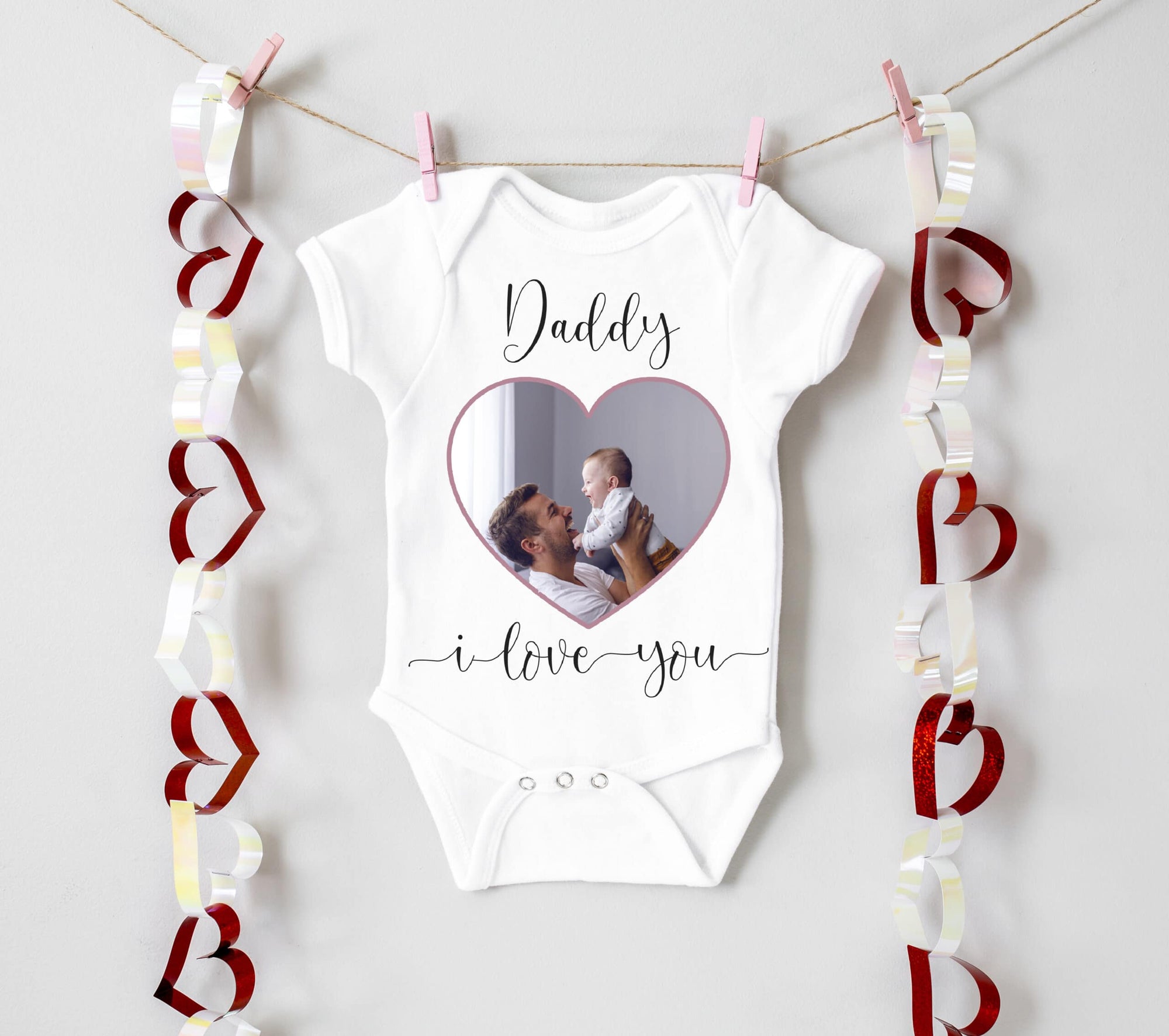 Personalised I Love You Mummy Photo Babygrow/Sleepsuit