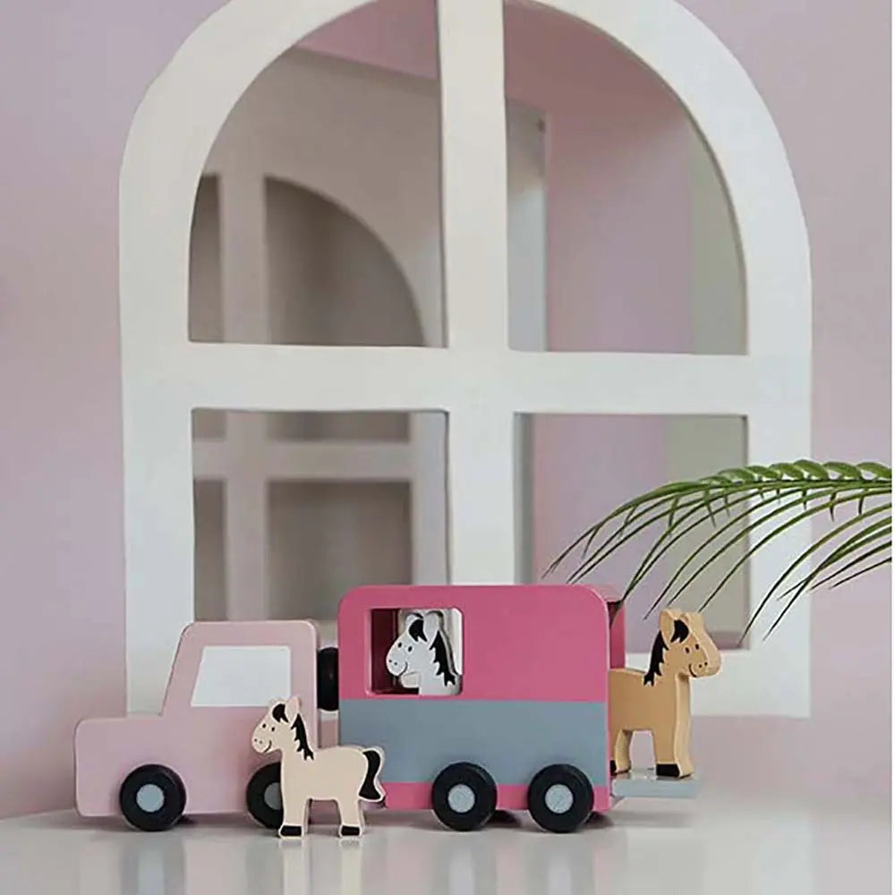 Personalised Wooden Horse Trailer Set Toy