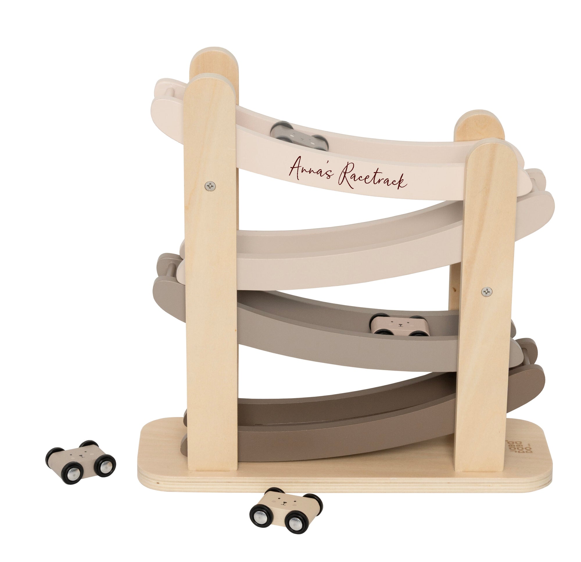 Personalised Wooden Natural Car Roller Toy with Cars