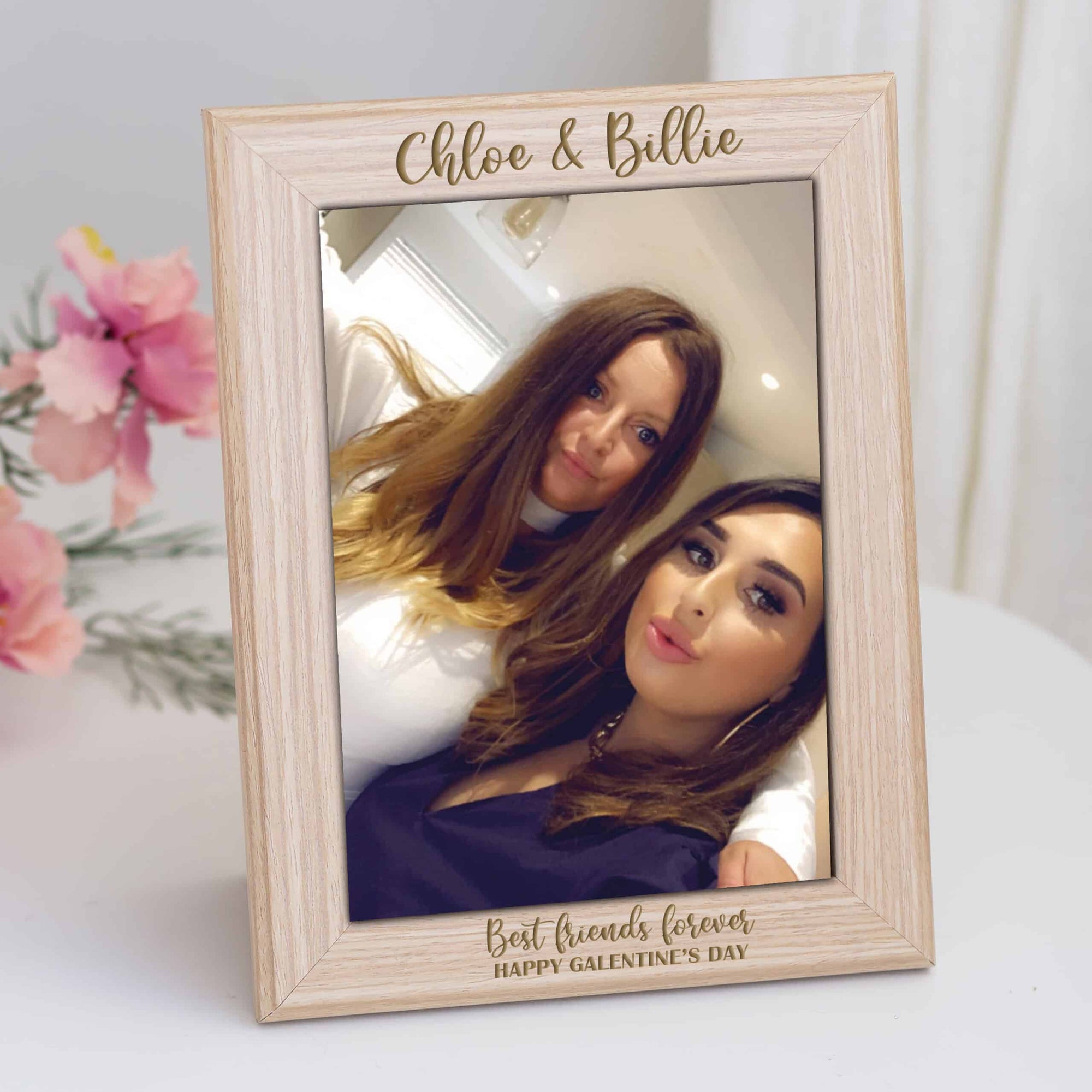 Personalised Galentine's Wooden Photo Frame