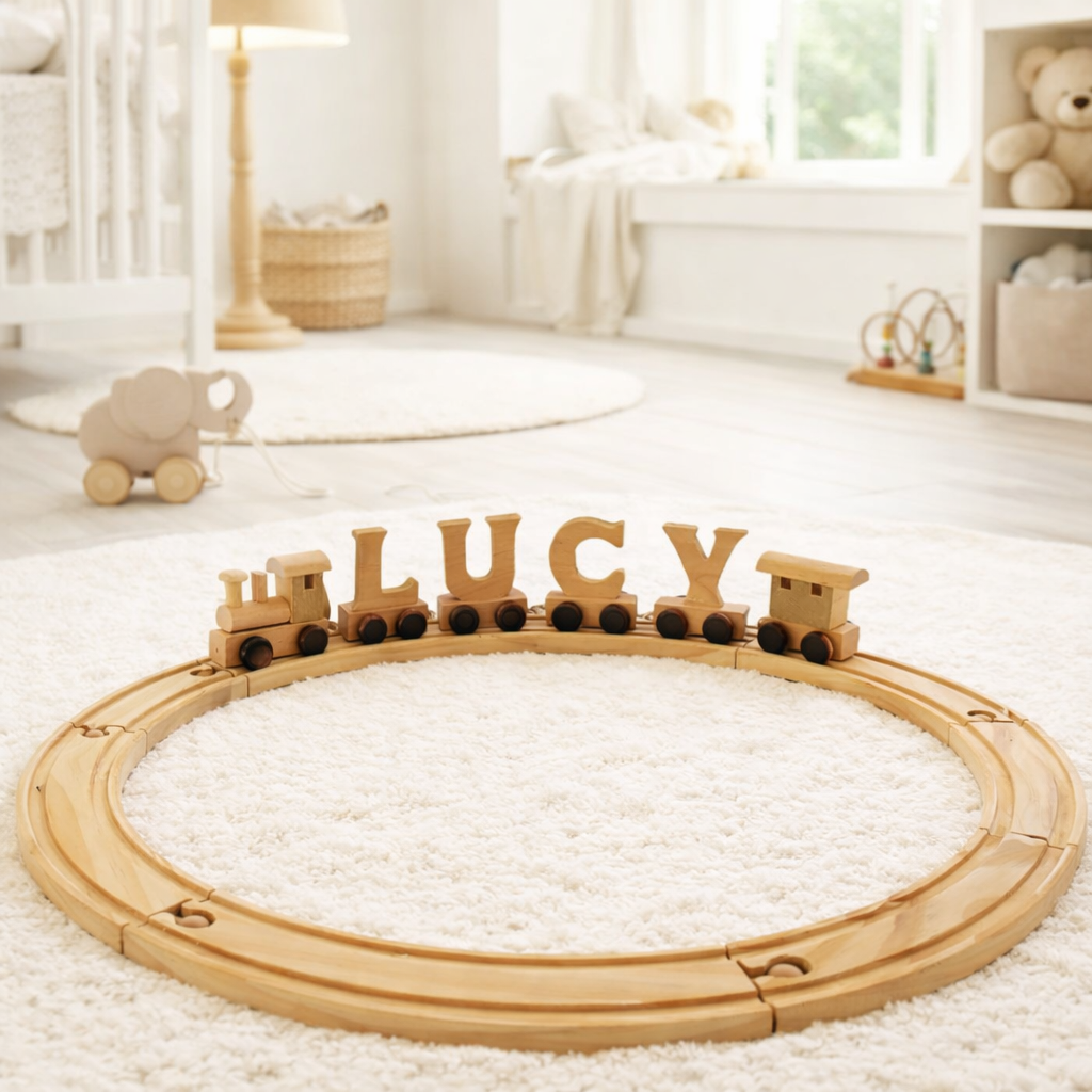 Wooden Natural Letter Train Name Toy