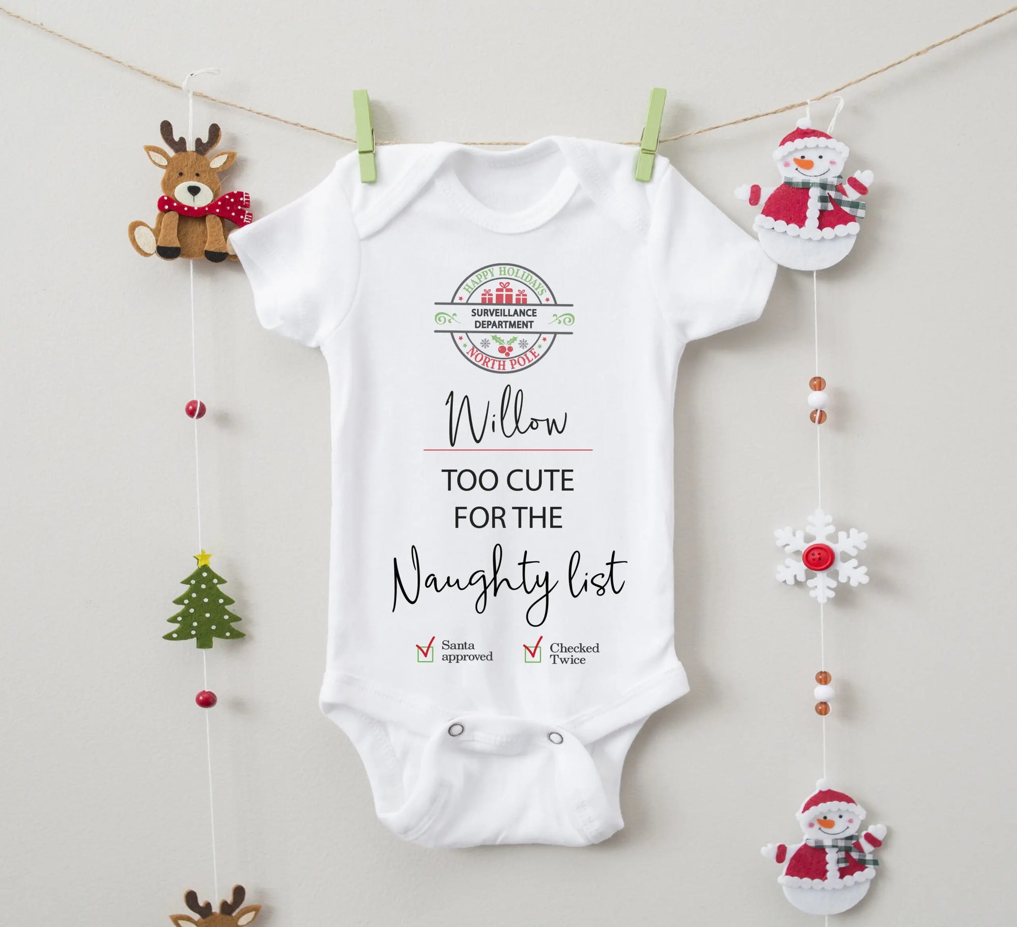 Personalised Babygrow/Sleepsuit - Naughty List