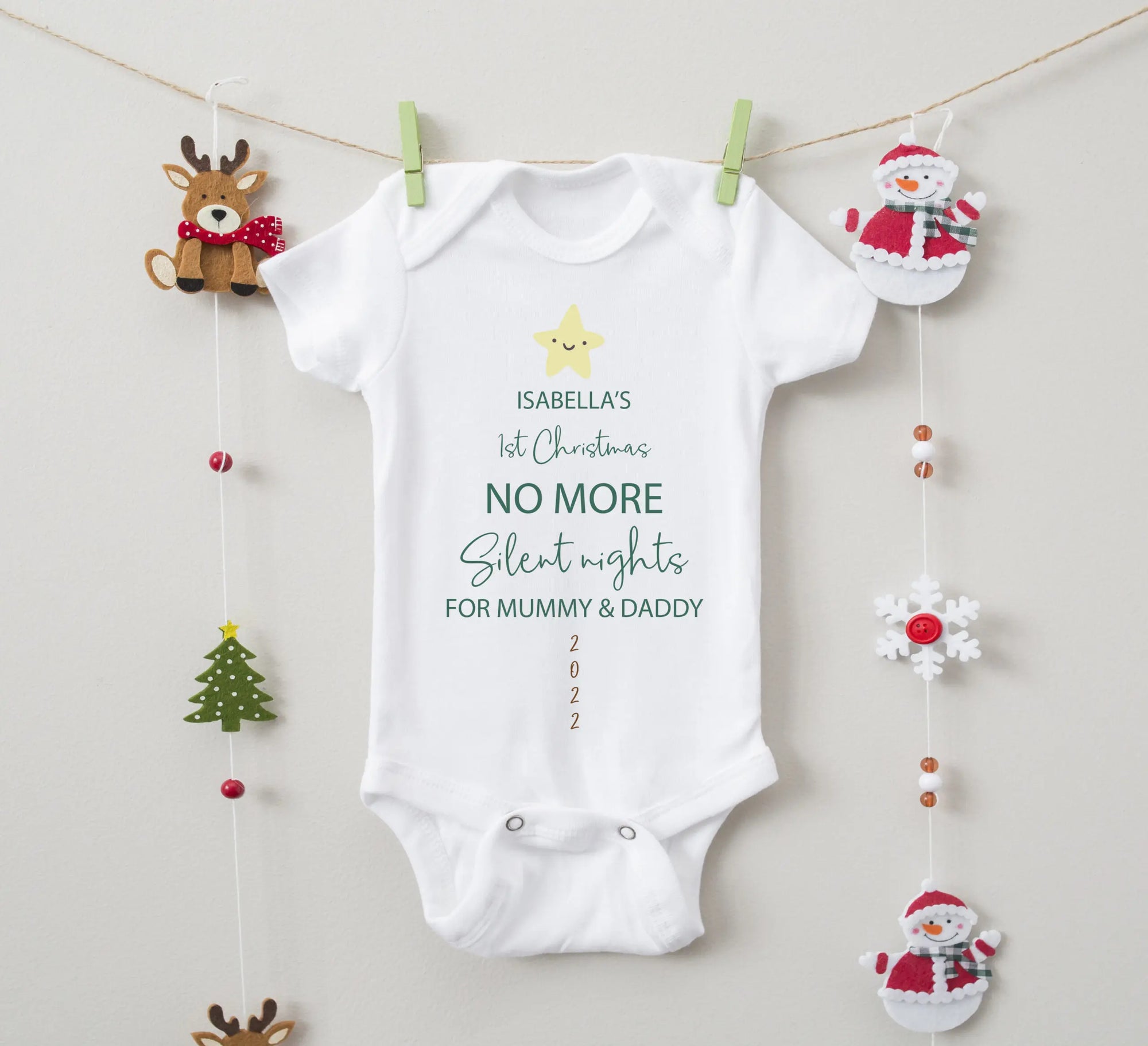 Personalised Baby Babygrow/Sleepsuit - Silent Nights