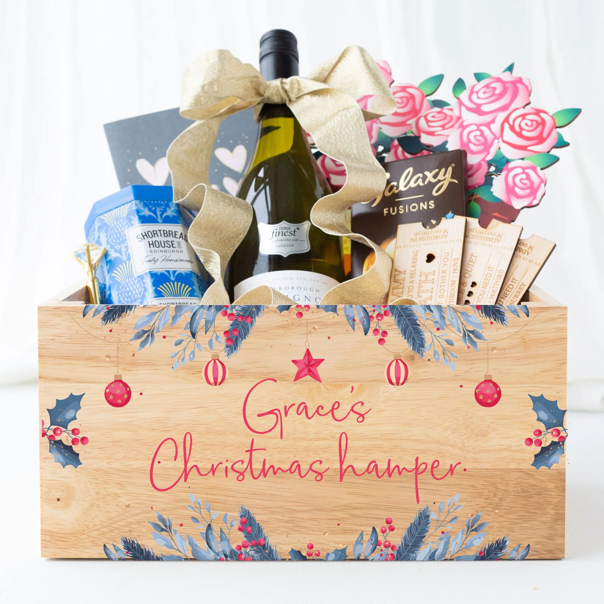 Personalised Wooden Printed Christmas Hamper Crate
